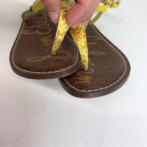 Sam Edelman | Gigi Snake Print Sandal Yellow 6 - Picture 5 of 10